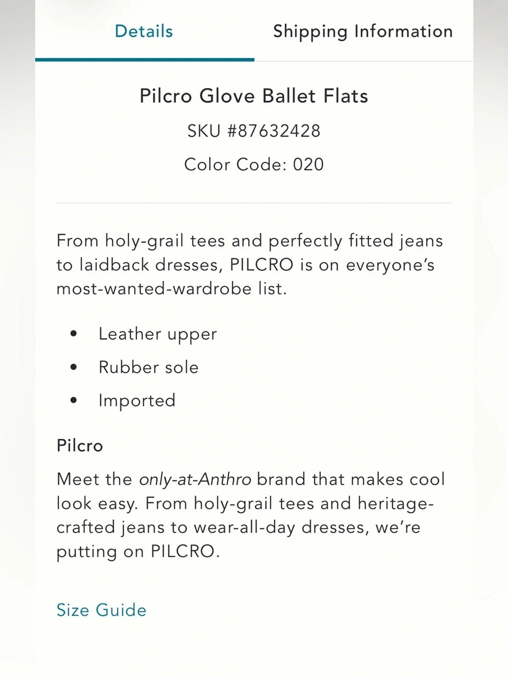 PILCRO (Anthropologie) leather brown Glove Ballet flats size 9 - Picture 4 of 6